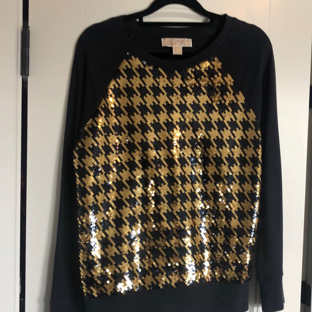 Micheal Korea black and gold sequin top